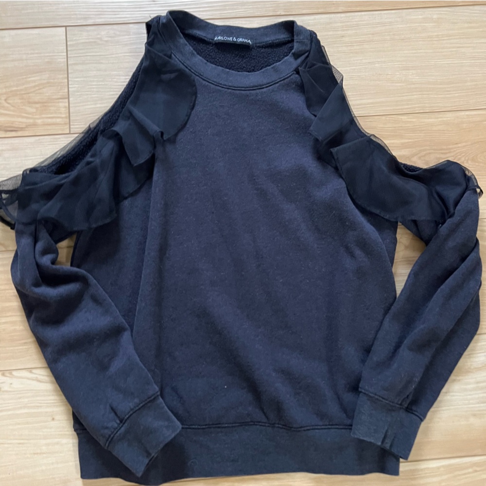 Cold shoulder sweatshirt with flutter sleeve detail